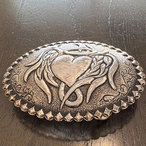 Intricate Silver Heart and Wings Decorative Piece